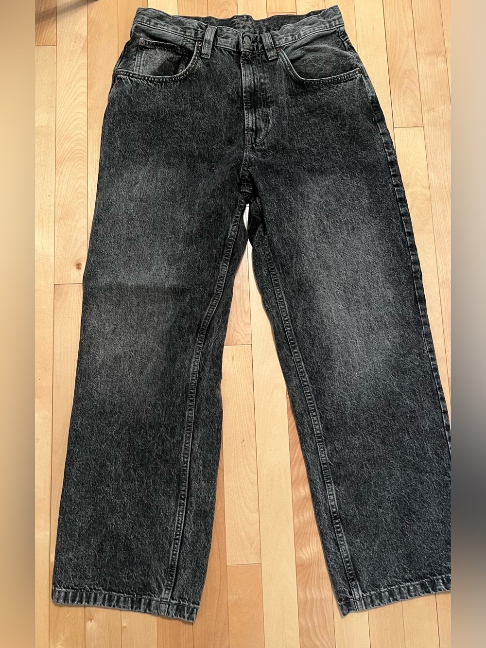 Zara Men's Washed Black Relaxed Jeans